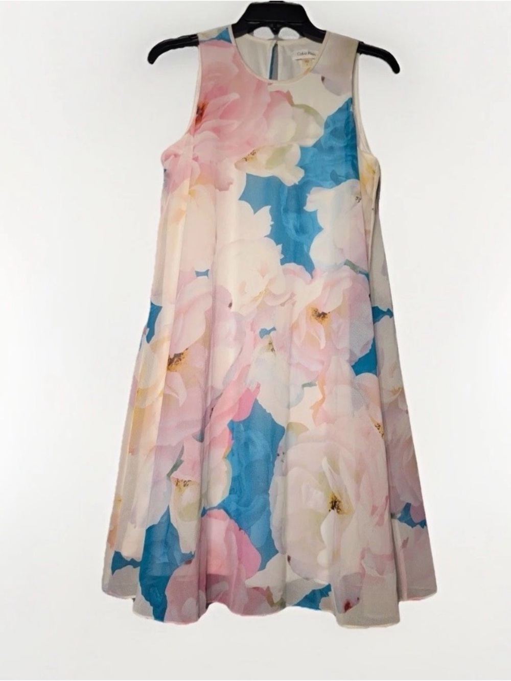 Calvin Klein Girls' Floral Flared Dress - Pink, Blue & Cream